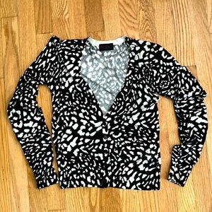 Paul Smith London Cardigan Sweater—Black White—Cotton—Size Small